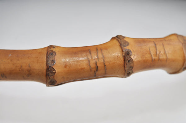 Authentic GUCCI Bamboo Shoulder Hand Bag Purse Nylon Leather Black 9270I