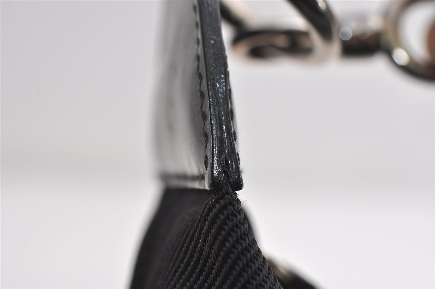 Authentic GUCCI Bamboo Shoulder Hand Bag Purse Nylon Leather Black 9270I