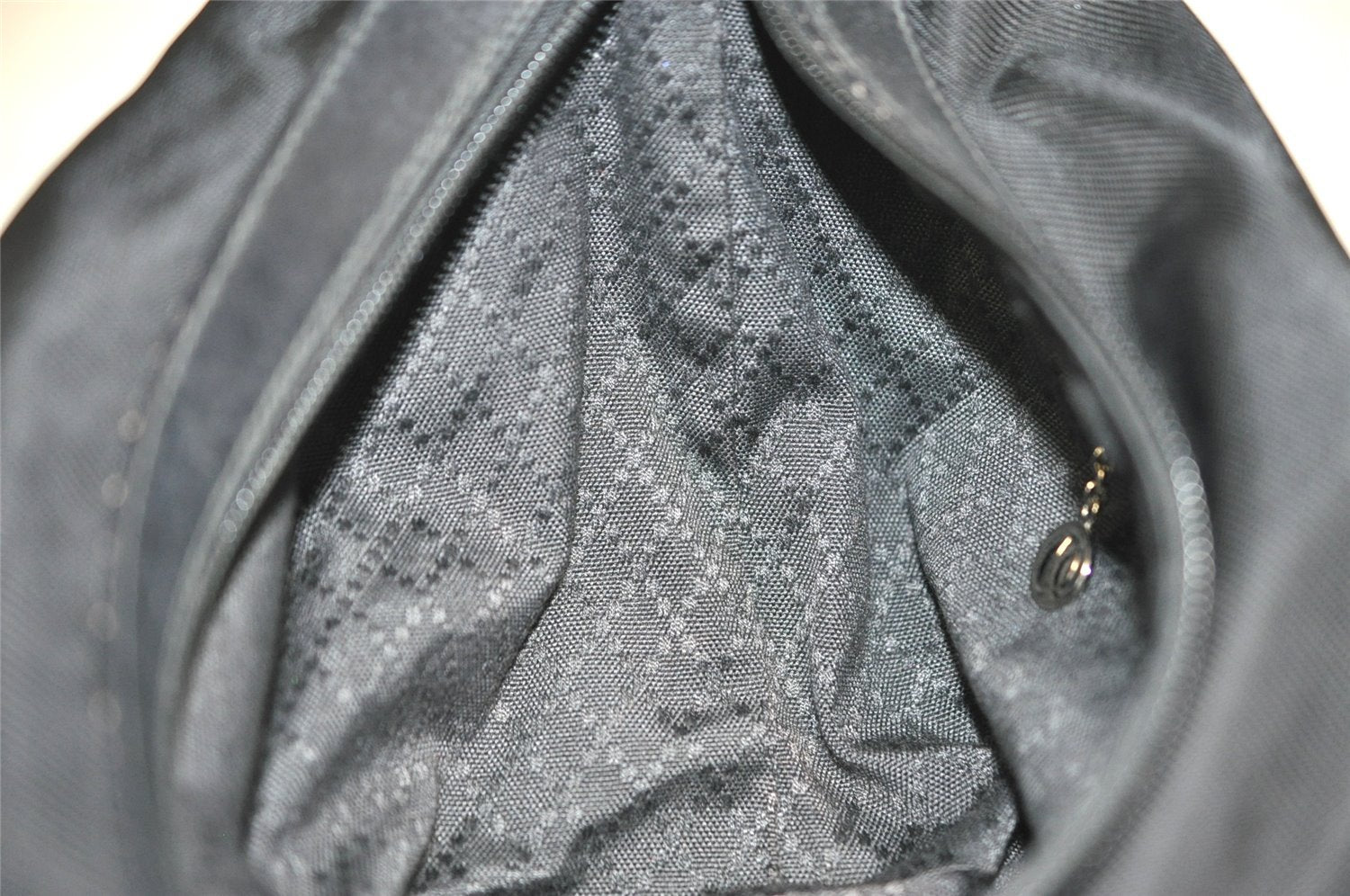 Authentic GUCCI Bamboo Shoulder Hand Bag Purse Nylon Leather Black 9270I