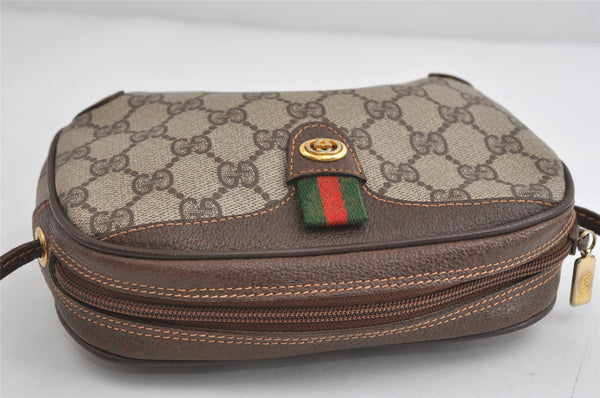 Authentic GUCCI Web Sherry Line Shoulder Bag GG PVC Leather Brown Junk 9271I