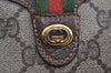 Authentic GUCCI Web Sherry Line Shoulder Bag GG PVC Leather Brown Junk 9271I