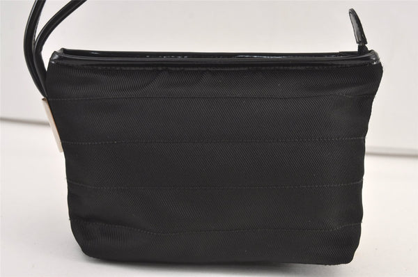 Authentic GUCCI Vintage Clutch Hand Bag Purse Nylon Leather Black 9271J