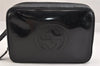Authentic GUCCI Interlocking G Clutch Hand Bag Purse Enamel Black Junk 9272J