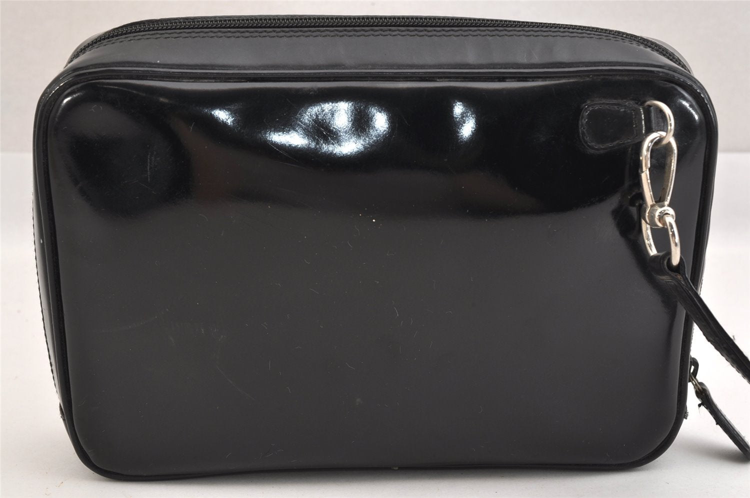 Authentic GUCCI Interlocking G Clutch Hand Bag Purse Enamel Black Junk 9272J