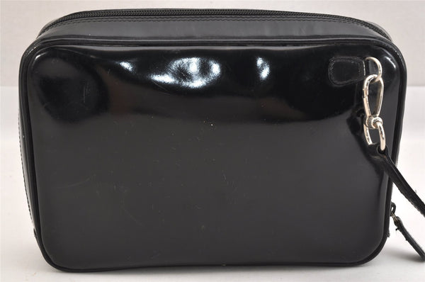 Authentic GUCCI Interlocking G Clutch Hand Bag Purse Enamel Black Junk 9272J