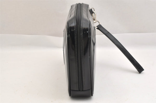 Authentic GUCCI Interlocking G Clutch Hand Bag Purse Enamel Black Junk 9272J