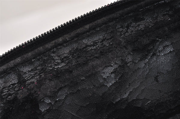 Authentic GUCCI Interlocking G Clutch Hand Bag Purse Enamel Black Junk 9272J