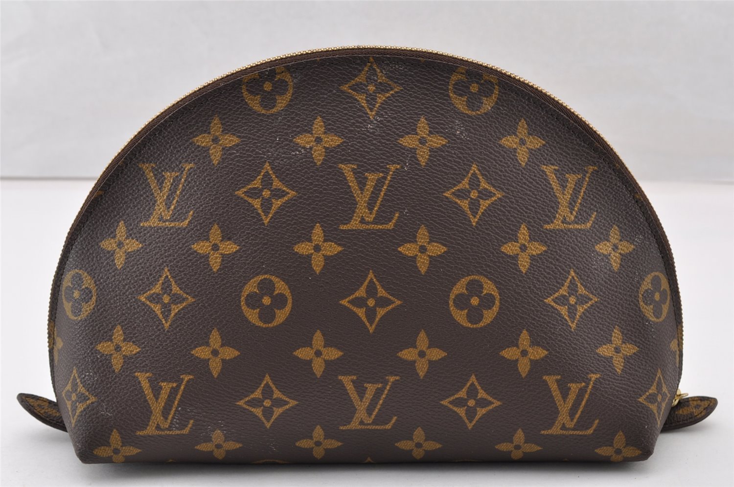 Authentic Louis Vuitton Monogram Trousse Demi Ronde 23 Pouch M47520 Junk 9273I