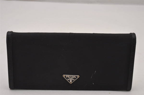 Authentic PRADA Vintage Nylon Leather Long Wallet Purse Black 9274I