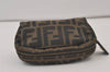 Authentic FENDI Vintage Zucca Pouch Purse Canvas Leather Brown 9274J