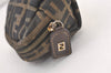 Authentic FENDI Vintage Zucca Pouch Purse Canvas Leather Brown 9274J