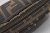 Authentic FENDI Vintage Zucca Pouch Purse Canvas Leather Brown 9274J