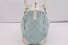 Authentic GUCCI Hand Boston Bag Purse GG Canvas Leather 0000851 Light Blue 9275I