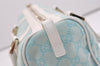 Authentic GUCCI Hand Boston Bag Purse GG Canvas Leather 0000851 Light Blue 9275I