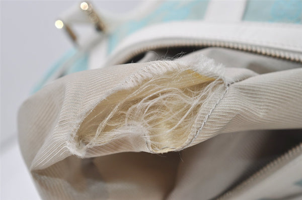 Authentic GUCCI Hand Boston Bag Purse GG Canvas Leather 0000851 Light Blue 9275I