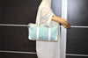 Authentic GUCCI Hand Boston Bag Purse GG Canvas Leather 0000851 Light Blue 9275I