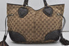 Authentic GUCCI Tribeca Tassel Tote Bag GG Canvas Leather 211954 Brown 9276I
