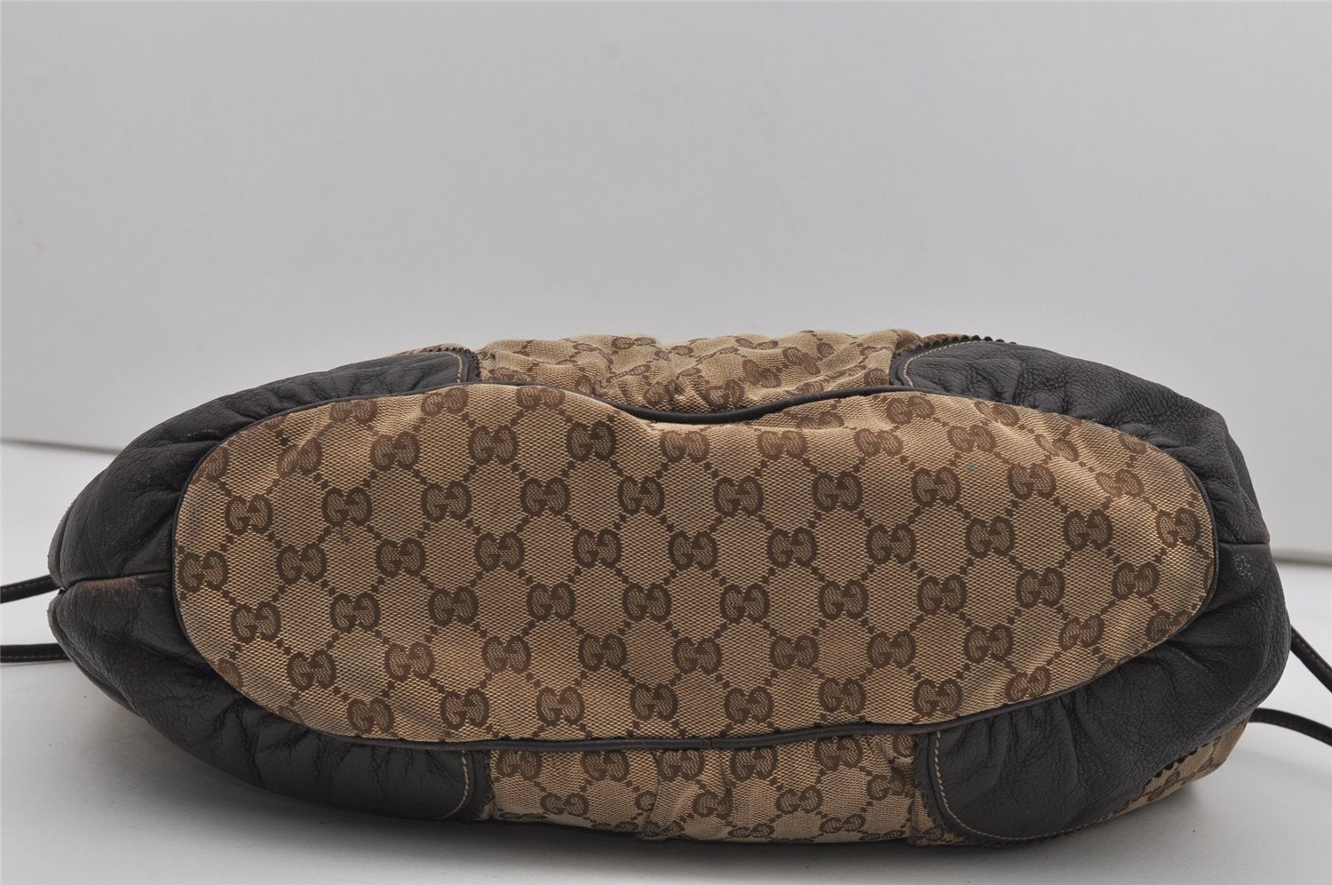 Authentic GUCCI Tribeca Tassel Tote Bag GG Canvas Leather 211954 Brown 9276I