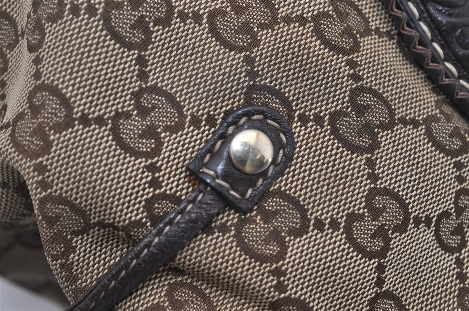 Authentic GUCCI Tribeca Tassel Tote Bag GG Canvas Leather 211954 Brown 9276I