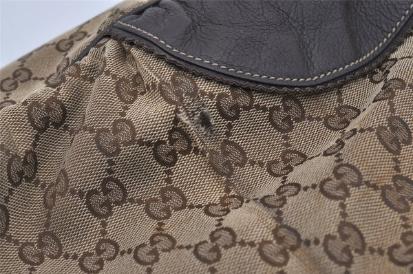 Authentic GUCCI Tribeca Tassel Tote Bag GG Canvas Leather 211954 Brown 9276I