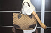 Authentic GUCCI Tribeca Tassel Tote Bag GG Canvas Leather 211954 Brown 9276I