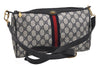 Authentic GUCCI Sherry Line Shoulder Cross Bag GG PVC Leather Navy Junk 9277I