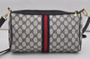 Authentic GUCCI Sherry Line Shoulder Cross Bag GG PVC Leather Navy Junk 9277I