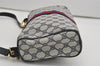 Authentic GUCCI Sherry Line Shoulder Cross Bag GG PVC Leather Navy Junk 9277I