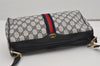 Authentic GUCCI Sherry Line Shoulder Cross Bag GG PVC Leather Navy Junk 9277I