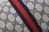 Authentic GUCCI Sherry Line Shoulder Cross Bag GG PVC Leather Navy Junk 9277I