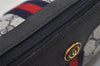 Authentic GUCCI Sherry Line Shoulder Cross Bag GG PVC Leather Navy Junk 9277I