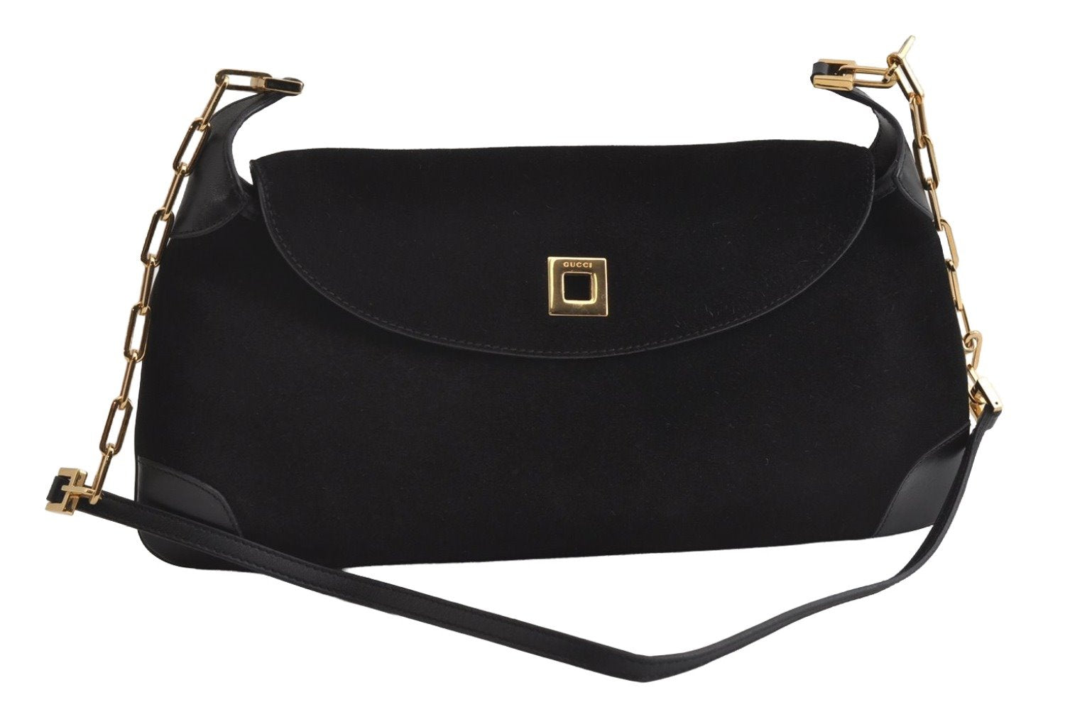 Authentic GUCCI Animalier Tiger Shoulder Bag Suede Leather 0014113 Black 9278I