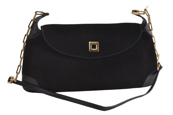 Authentic GUCCI Animalier Tiger Shoulder Bag Suede Leather 0014113 Black 9278I