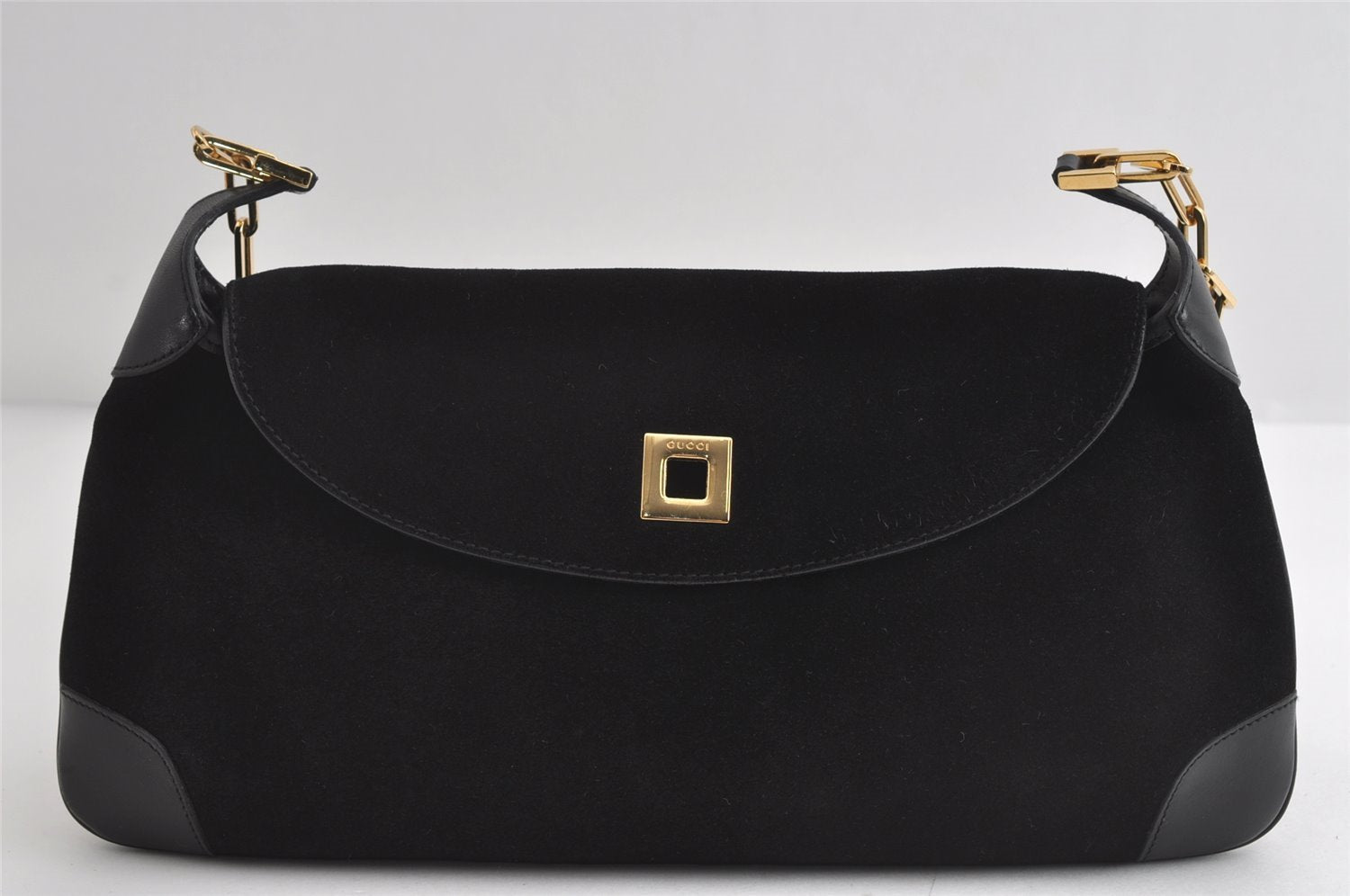 Authentic GUCCI Animalier Tiger Shoulder Bag Suede Leather 0014113 Black 9278I