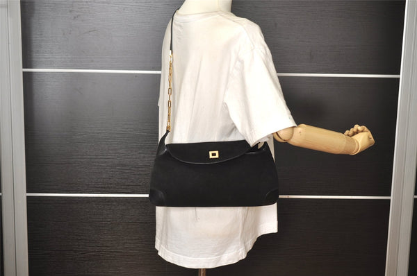 Authentic GUCCI Animalier Tiger Shoulder Bag Suede Leather 0014113 Black 9278I