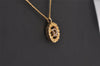 Authentic Christian Dior Gold Tone Rhinestone Chain Pendant Necklace CD 9280I