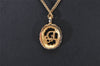 Authentic Christian Dior Gold Tone Rhinestone Chain Pendant Necklace CD 9280I