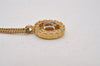 Authentic Christian Dior Gold Tone Rhinestone Chain Pendant Necklace CD 9280I