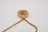 Authentic Christian Dior Gold Tone Rhinestone Chain Pendant Necklace CD 9280I