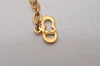 Authentic Christian Dior Gold Tone Rhinestone Chain Pendant Necklace CD 9280I