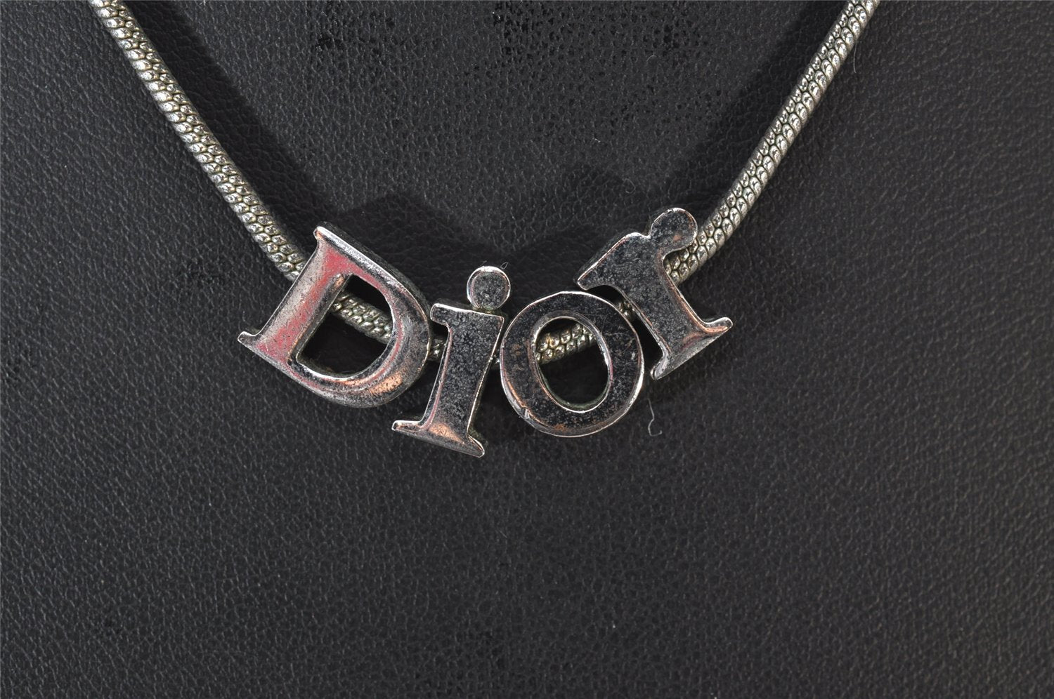 Authentic Christian Dior Silver Tone Chain Pendant Necklace CD 9281I