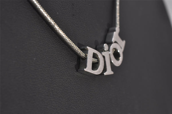 Authentic Christian Dior Silver Tone Chain Pendant Necklace CD 9281I