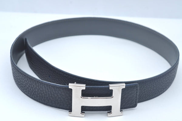 Authentic HERMES Constance Leather Belt 67.5-72.5cm 26.6-28.5" Black Gray 9282I