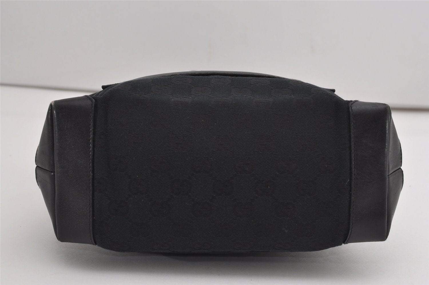 Authentic GUCCI Vintage Shoulder Tote Bag GG Canvas Leather 0190402 Black 9283I