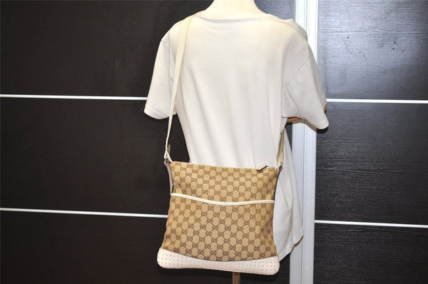 Authentic GUCCI Shoulder Cross Body Bag GG Canvas Leather 145857 Brown 9286I