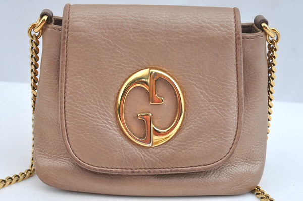 Authentic GUCCI Chain Shoulder Cross Body Bag Purse Leather 251821 Beige 9286J