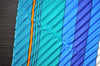 Authentic HERMES Pleats Scarf "Les Sangles" Silk Blue Green Box 9287J