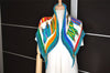 Authentic HERMES Pleats Scarf "Les Sangles" Silk Blue Green Box 9287J