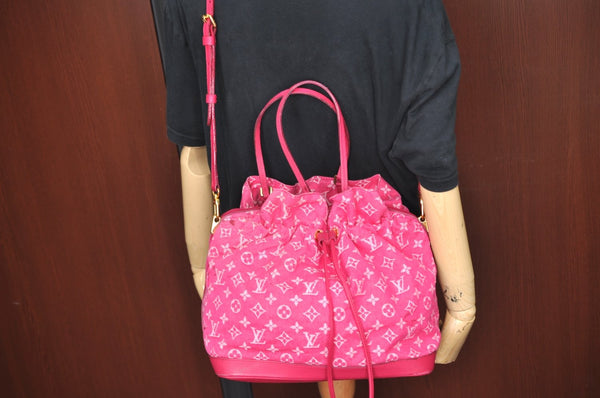 Auth Louis Vuitton Monogram Denim Noefull MM 2Way Hand Bag M40870 Pink 9295G