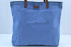 Authentic GUCCI Vintage Shoulder Tote Bag GG Nylon Leather 295252 Blue 9295H